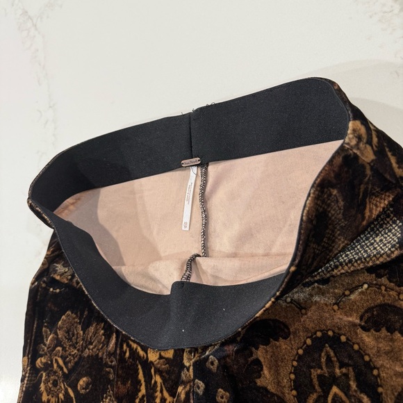 Free People Maura Printed Velvet Flare Pull On Pants Womens XS Brown FloralMulti - Picture 8 of 11